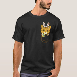 Camiseta Gatinho de Páscoa no Bolso Gato Coelho Dono de Gat
