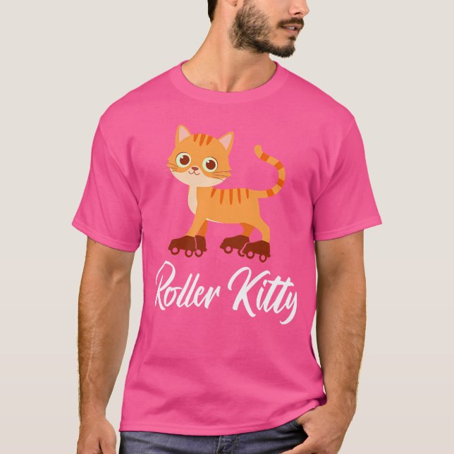Camiseta Gatinho de Patins Menina de Patins de Rodas (Frente)
