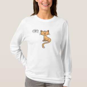 Camiseta Gatinho de Texting - Capa longa das senhoras