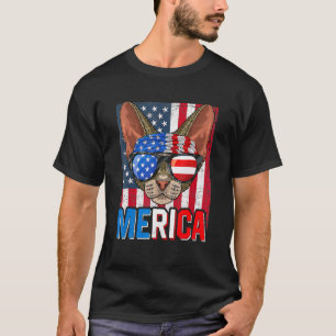 Camiseta Gatinho Devon Rex 4 De Julho Bandeira Americana