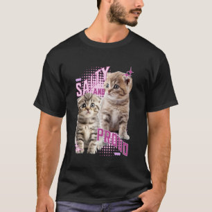 Camiseta Gatinho Dobrado Escocês Salgado e Orgulhoso Estéti