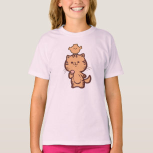 Camiseta Gatinho e frango pequeno