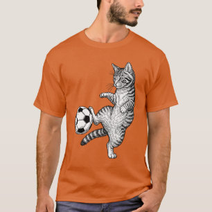Camiseta Gatinho Engraçado Jogando Futebol Mãe de Futebol F