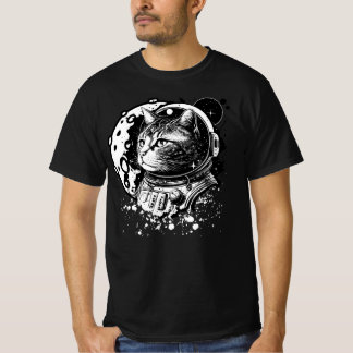 Camiseta Gatinho espacial com lua. Astronauta