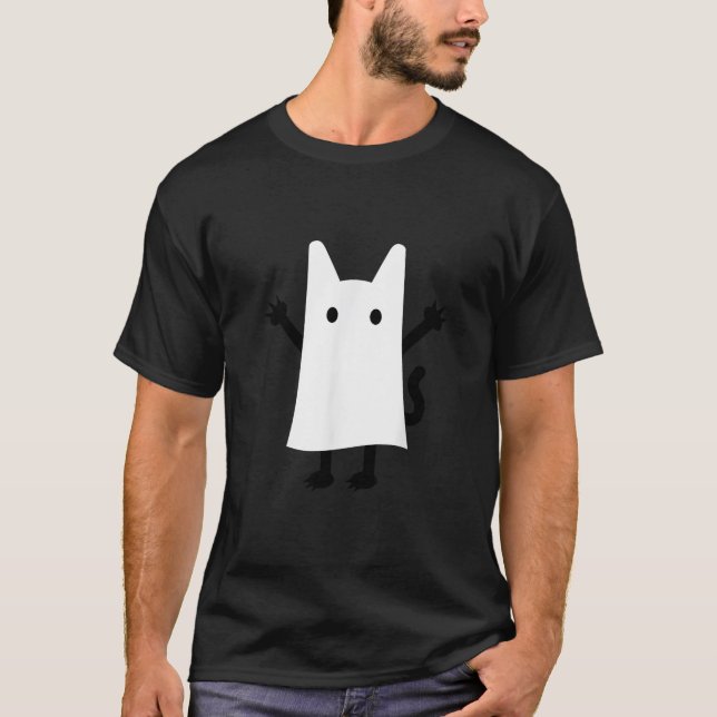 Camiseta Gatinho Fantasma de Halloween  (Frente)