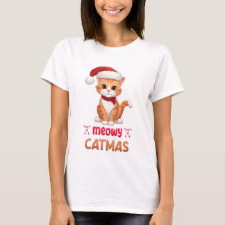 Camiseta Gatinho feliz de Papais noeis de Natal de Pet Love