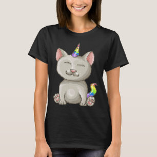 Camiseta Gatinho Feliz Pixel Rainbow Cat Unicorn