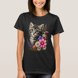 Camiseta Gatinho Flor Fofo Floral Gato