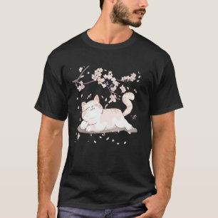 Camiseta Gatinho Floral de Primavera Amante Arte Japonesa G