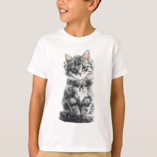 Camiseta Gatinho Fofinho de Prata Maine Coon para Crianças