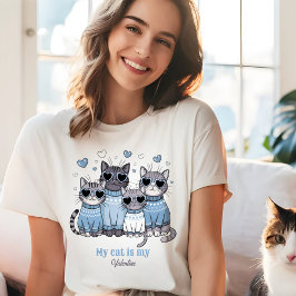 Camiseta Gatinho Fofinho Dia dos Namorados Azul Nome Person