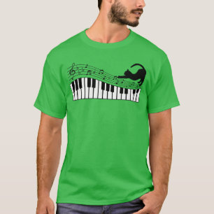 Camiseta Gatinho Fofinho Gato Tocando Piano Clave de Música