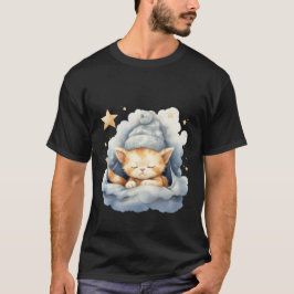 Camiseta Gatinho Fofo Adormecido Nuvem Chapéu de Inverno So