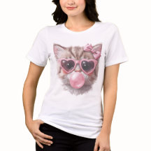 Camiseta Gatinho Fofo com Chiclete