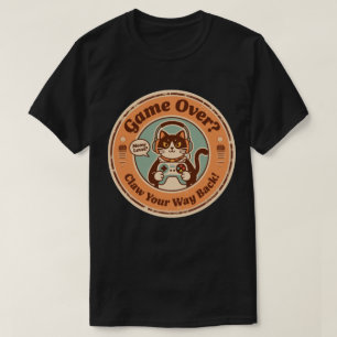Camiseta Gatinho Fofo com Controle e Fones de Ouvido Gamer
