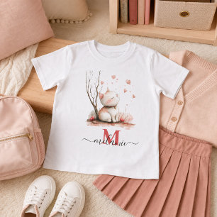 Camiseta Gatinho Fofo com Corações Roupas de Volta às Aulas