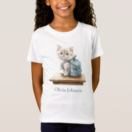 Camiseta Gatinho Fofo com Mochila Personalizado Infantil