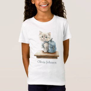Camiseta Gatinho Fofo com Mochila Personalizado Infantil