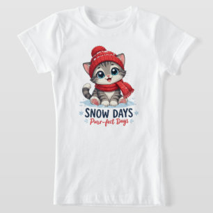 Camiseta Gatinho Fofo de Inverno Dias de Neve