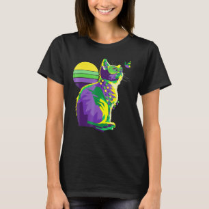 Camiseta Gatinho Fofo do Mardi Gras Borboleta Gato de Nova 