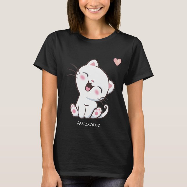 Camiseta Gatinho Fofo e Coração (Frente)