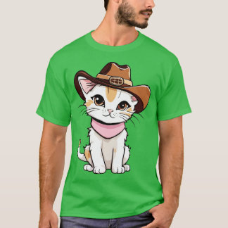 Camiseta Gatinho Fofo em um Chapéu de Cowboy Aventura Meowd