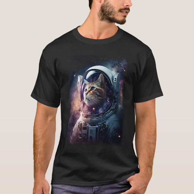 Camiseta Gatinho Fofo No Espaço Profundo Gato (Frente)