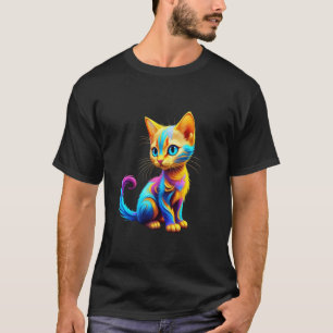Camiseta Gatinho Fofo para Crianças Amantes de Gatos Arte C