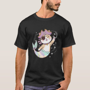 Camiseta Gatinho Fofo Sereia Pirata Festa de Halloween Home