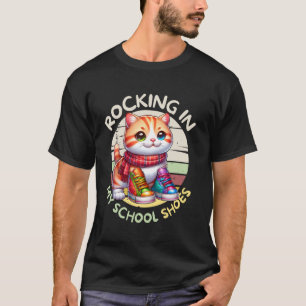 Camiseta Gatinho Fofo Volta às Aulas Balançando Meus Sapato