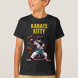Camiseta Gatinho Funny Karate - Campeão Felino de Artes Mar