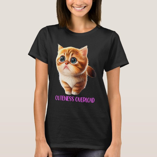 Camiseta Gatinho Gatinho Gato Bonito Sobrecarregado Bonito  (Frente)