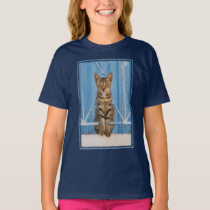 Camiseta Gatinho Gatinho Gato-de-Nosé-Bonito Sentado numa C