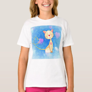Camiseta gatinho gato animal de estimação fofo corações sor