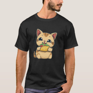 Camiseta Gatinho Gato Bonito Comendo Taco
