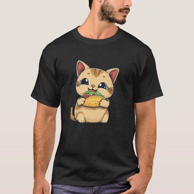 Camiseta Gatinho Gato Bonito Comendo Taco (Frente)