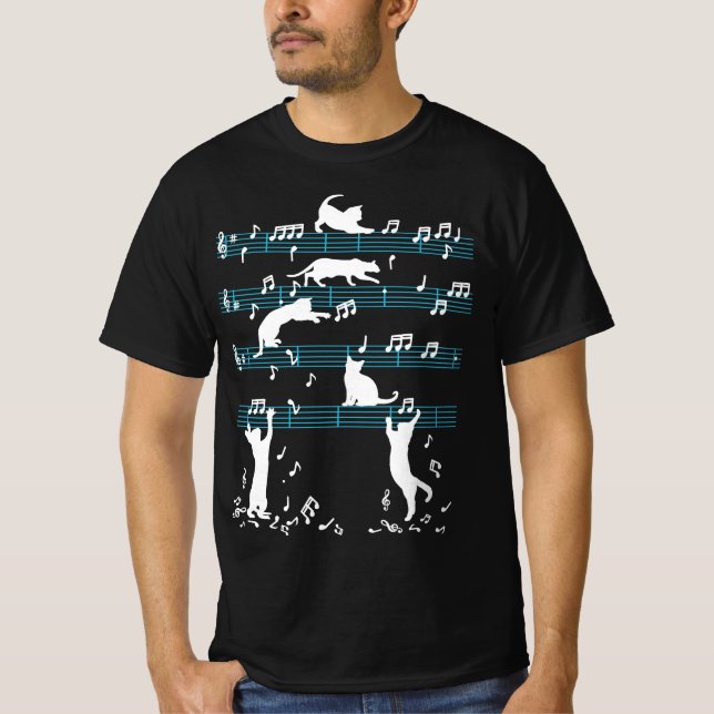 Camiseta Gatinho Gato Bonito Reproduzindo Nota Musical (Frente)