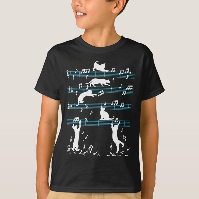 Camiseta Gatinho Gato Bonito Reproduzindo Nota Musical (Frente)
