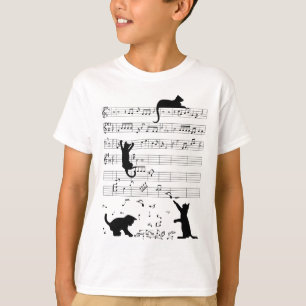 Camiseta Gatinho Gato Bonito Reproduzindo Nota Musical Limp