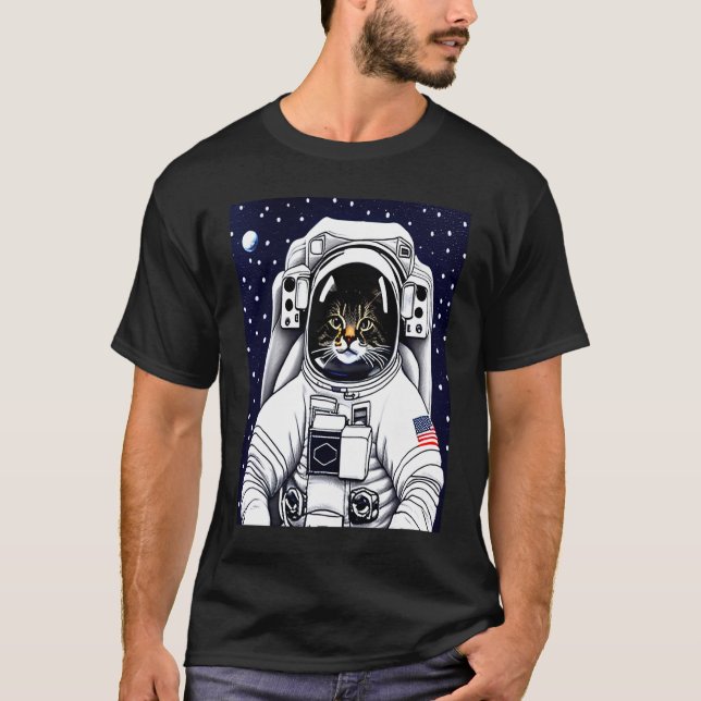 Camiseta Gatinho Gato Fofinho Astronauta Lua (Frente)