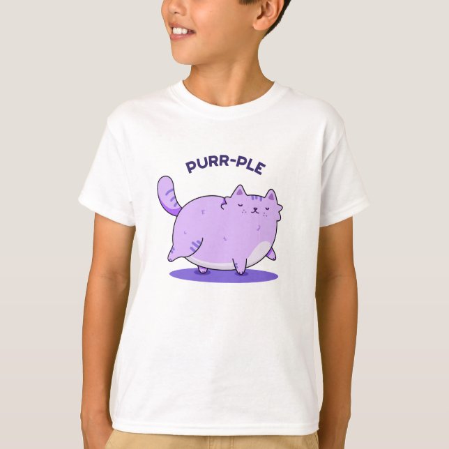 Camiseta Gatinho Gato Gato Roxo Engraçado (Frente)