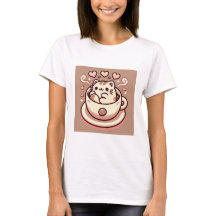 Gatinho Gato Inteiro e Café-Cute Kawaii em Teacup