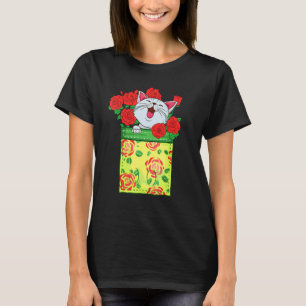 Camiseta Gatinho Gato No Bolso Com Flores Fantasia Gato Pr