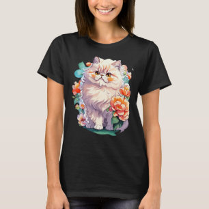 Camiseta Gatinho Gato Persa Bonito Com Óculos De Sol E Colo