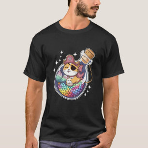 Camiseta Gatinho Gato Sereia Pirata Festa de Halloween Meni