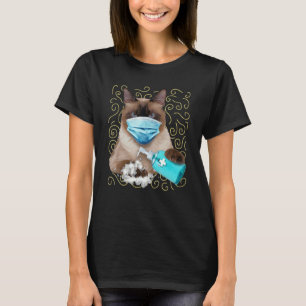 Camiseta Gatinho Gato Siamês Desta Vez Vestindo Máscara E L