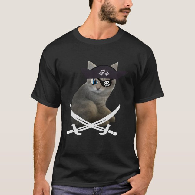 Camiseta Gatinho Gelado Pirata vestindo o olho que gato div (Frente)