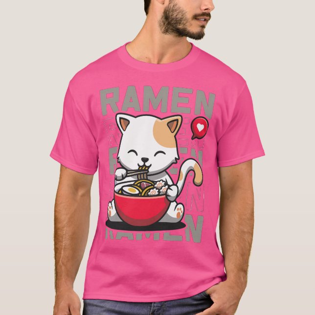 Camiseta Gatinho Gelado Ramen Noodles Kawaii Kittie Eatin (Frente)