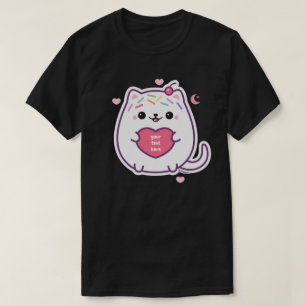 Camiseta Gatinho Gordinho Kawaii com Coração
