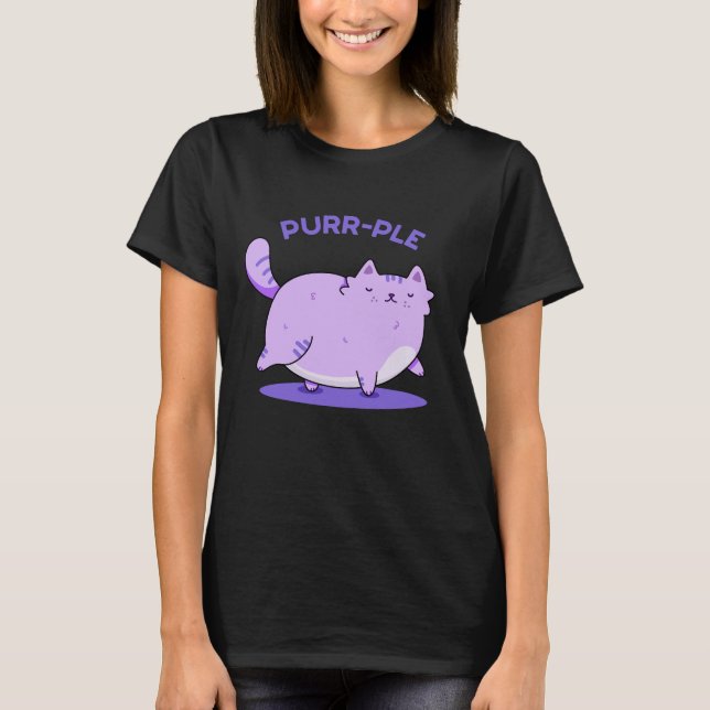 Camiseta Gatinho Gordo Engraçado Roxo Gatinho Gato Pun Escu (Frente)